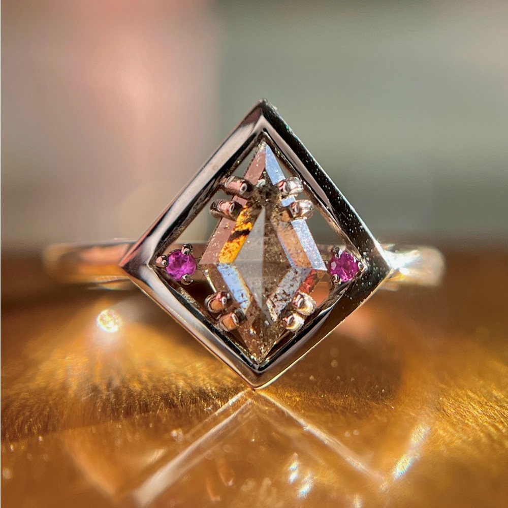 Natural Kite Misfit Diamond Galaxy Diamond Salt & Pepper Unique Engagement Ring